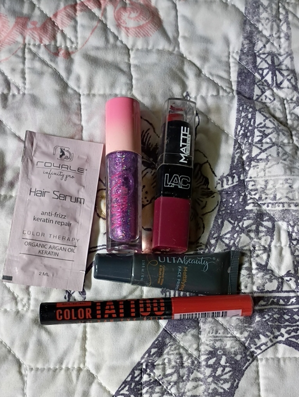 Makeup Bundle 5 Piece Set- Eye Stick,Matte Lipstick,Yardena Lip Gloss Face Prime